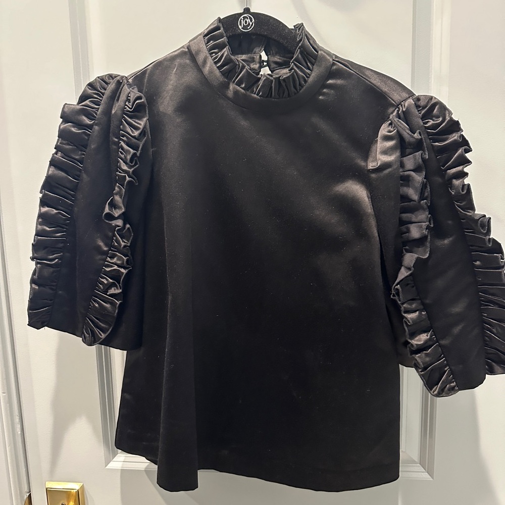 Cynthia Rowley Felicity Satin Ruffle Top
